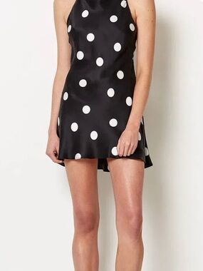 Bec & Bridge Black and White Polka Dot Halter Mini Dress